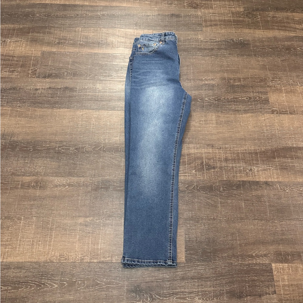 Frye High Rise Medium Blue Denim Straight Leg Jeans 8 - Picture 5 of 5